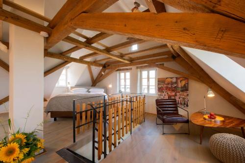 Postel nebo postele na pokoji v ubytování Burggarten Appartements Neuleiningen