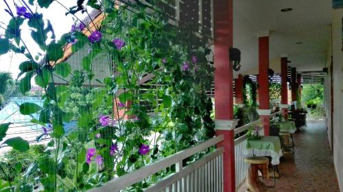a wall filled with lots of plants and flowers at Lampang Lanna Home in Lampang