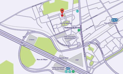 a map showing the location of the proposed site at Séjours & Affaires Courbevoie Grande Arche in Courbevoie