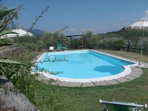 uma piscina no meio de um quintal em casa al colle em Lucca