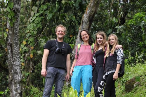 a group of people standing in the woods at Cabañas Ecobiosfera in Catemaco