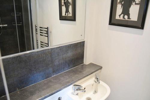 a bathroom with a sink and a mirror at Swan Lake Lodge in Cirencester