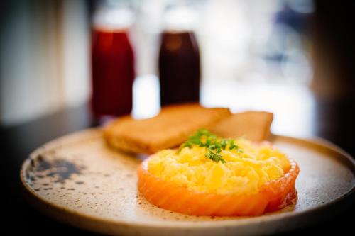a close up of a piece of food on a plate at Hotel du Vin Birmingham in Birmingham