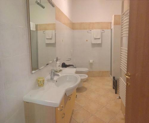 a bathroom with a sink and a toilet at Mary Apartments in Brenzone sul Garda