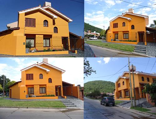 4 vistas diferentes a una casa amarilla en Casa en B° Tres Cerritos, Salta Capital. Alquiler Temporal en Salta