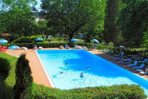 a group of people swimming in a swimming pool at Camping Siena Colleverde in Siena