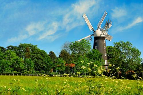 a windmill in the middle of a field at Anchor House 2 East Street Alford Lincolnshire LN13 9EQ in Alford