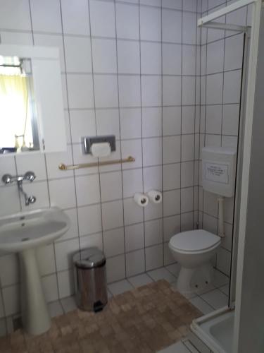 a small bathroom with a toilet and a sink at Business Club Selenča in Bač