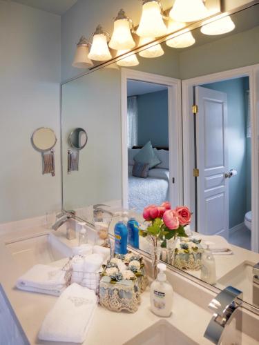 a bathroom counter with a sink and a mirror at Star of the Sea guest house in White Rock