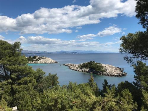 two islands in a body of water with trees at Apartments Stermasi in Saplunara
