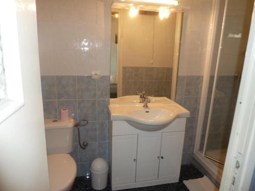 une salle de bain avec un lavabo et des toilettes dans l'établissement Villa Mt Fleuri, à Nice