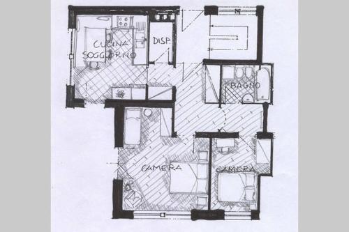 a drawing of a floor plan of a house at Casa Monteggia in Dobbiaco