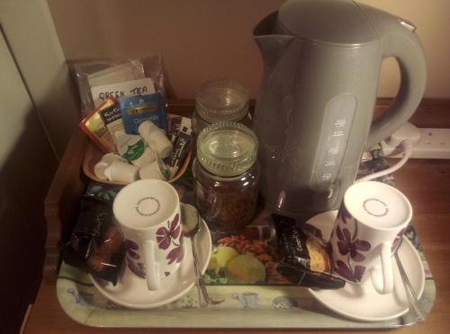 a counter top with a blender and some food at Maggie's in Inveraray