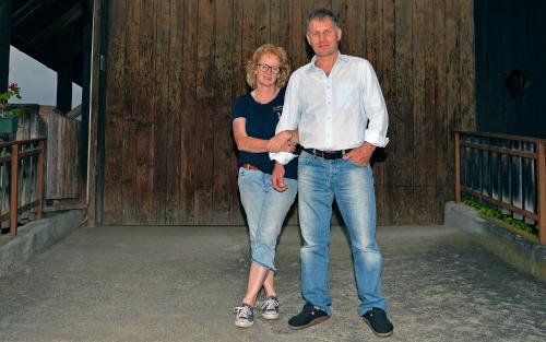 a man and a woman standing next to each other at Haus Ploner - Pichlerhof in Chienes