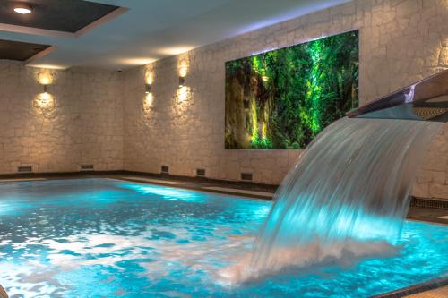 ナウェンチュフにあるVilla Aureliaのホテルの客室内に滝のあるプールがあります。