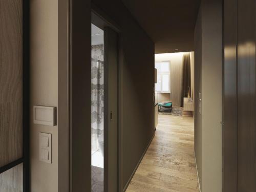 a hallway with a door leading into a room at Avenue Legerova 19 in Prague