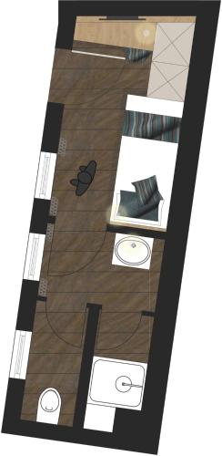 a drawing of a living room with wood floors at stattHotel Weimar in Weimar
