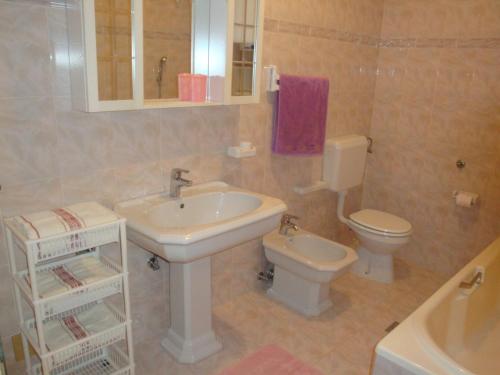 een badkamer met een wastafel en een toilet bij Apartments Pero in Pula