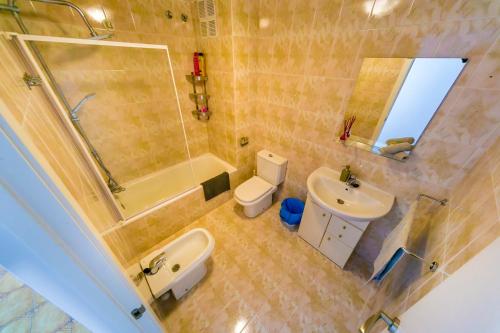 トレビエハにあるTorrevieja Experience San Julianのバスルーム(洗面台、トイレ、シャワー付)