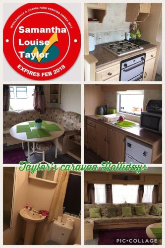 a collage of pictures of a kitchen and a house at 4 bedroom caravan ingoldmells skegness in Ingoldmells