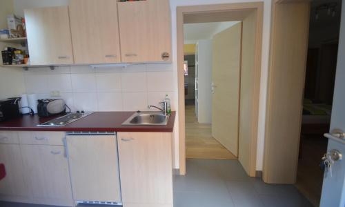 a kitchen with a sink and a counter top at Ferienwohnungen Gruber in Rust