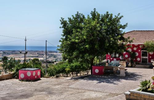 a house with a tree and a view of the ocean at B&B Vento di Scirocco in Favara