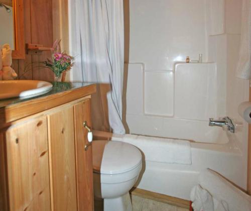 A bathroom at Robin Hill Camping Resort Premium Cottage 9
