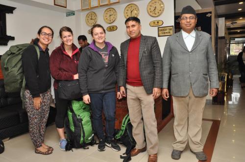 a group of people posing for a picture at Mandala Hotel Kathmandu in Kathmandu