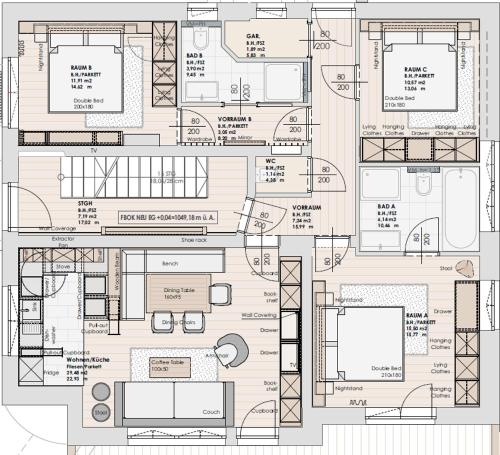 a floor plan of a house at Chalet Guter Hirte in Saalbach Hinterglemm