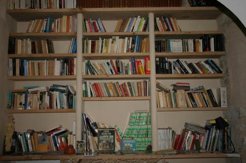 a room with several shelves of books at Maison Mauro in Prats-de-Mollo-la-Preste