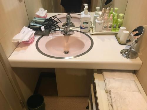 a bathroom counter with a sink in a bathroom at Hotel Vegas (Adult Only) in Sapporo