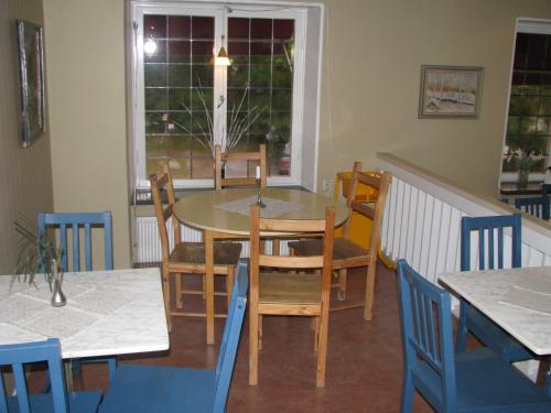 a dining room with a table and chairs at Örnsköldsviks Vandrarhem in Örnsköldsvik