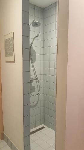 イーペルにあるSaillantのバスルーム(ガラスドア付きのシャワー付)