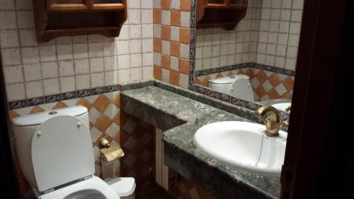 a bathroom with a toilet and a sink at Casa ALPULUSO in Arroyo Frio