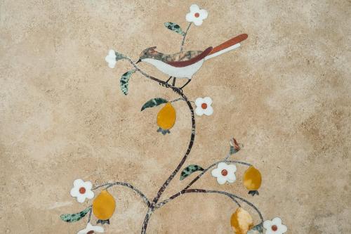 a painting of a bird on a branch with flowers at Hotel Nani Mocenigo Palace in Venice