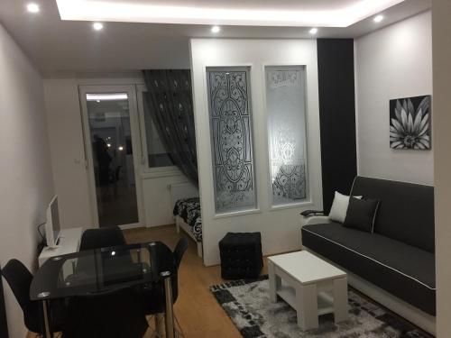 a living room with a couch and a table at Apartman Jezdić in Banja Koviljača