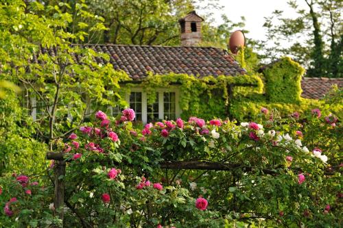 a house with a bunch of flowers in front of it at La Traversina in Stazzano