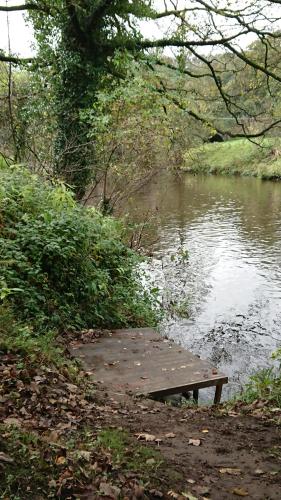 a wooden dock next to a body of water at The Family Tree in Whatstandwell