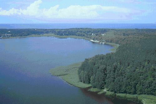 an aerial view of a large body of water at Atpūtas komplekss Lilaste in Lilaste