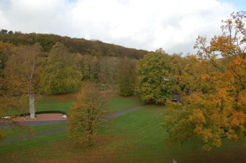 an aerial view of a park with a bridge at Parkhotel del Mar in Sassnitz