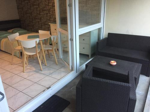 ein Wohnzimmer mit Sofa und Tisch in der Unterkunft Appartement Saint Jean in Metz