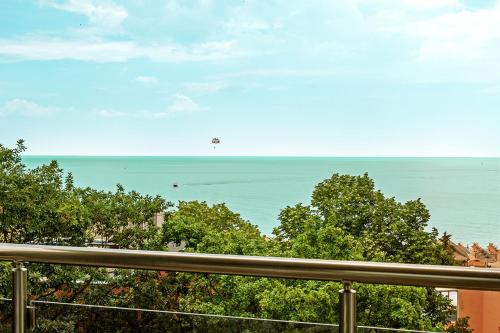 a view of the ocean from a balcony at Arena Mar Hotel and SPA in Golden Sands