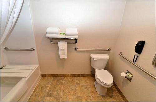 a bathroom with a toilet and a phone at Cobblestone Inn & Suites - Monticello in Monticello
