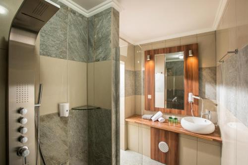 里格斯堡的住宿－瑞吉爾斯伯格爾豪夫酒店，带淋浴和盥洗盆的浴室