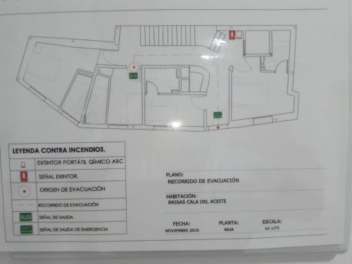 a drawing of a floor plan of a building at Hostal Brisas de Conil in Conil de la Frontera