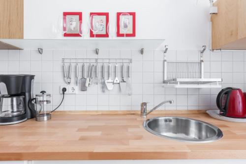 a kitchen with a sink and a counter top at Elegantes 2-Zimmer-Apartment im Kiez von Prenzlauer Berg in Berlin