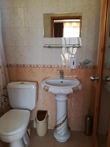 a bathroom with a toilet and a sink at Guest Rooms Grachenovi in Bansko