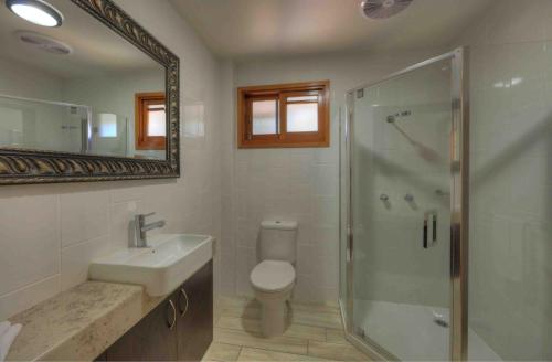 La salle de bains est pourvue de toilettes, d'une douche et d'un lavabo. dans l'établissement Fraser Island Retreat, à Fraser Island
