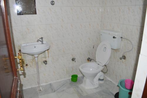 a bathroom with a toilet and a sink at Laxmi Mahal in Udaipur