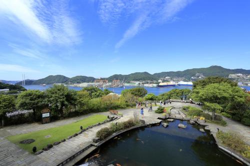 a view of a river and a park at Hotel Monterey Nagasaki in Nagasaki